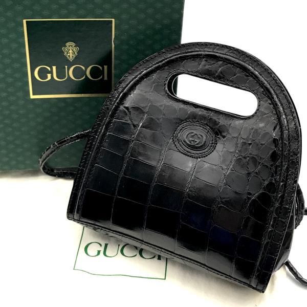 Gucci Croco Logo 2-Way Mini Shoulder Bag Black — view 6