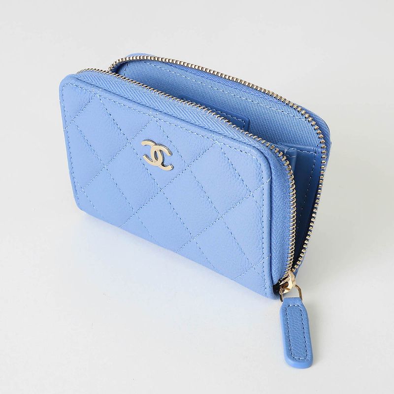 Chanel Coin Case Classic Zip Purse Light Blue — view 4