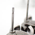 Chanel Coco Mark Earrings F19 V Rhinestone Metal Gunmetal Box — view 9