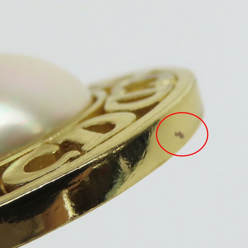 Christian Dior Earrings CD Logo Metal Gold Plated Accessories Faux Pearl — view 7
