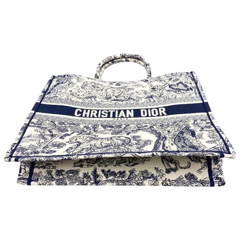 Christian Dior Tote Book Large M1286 Ztdt Toile de Jouy White Navy — view 4