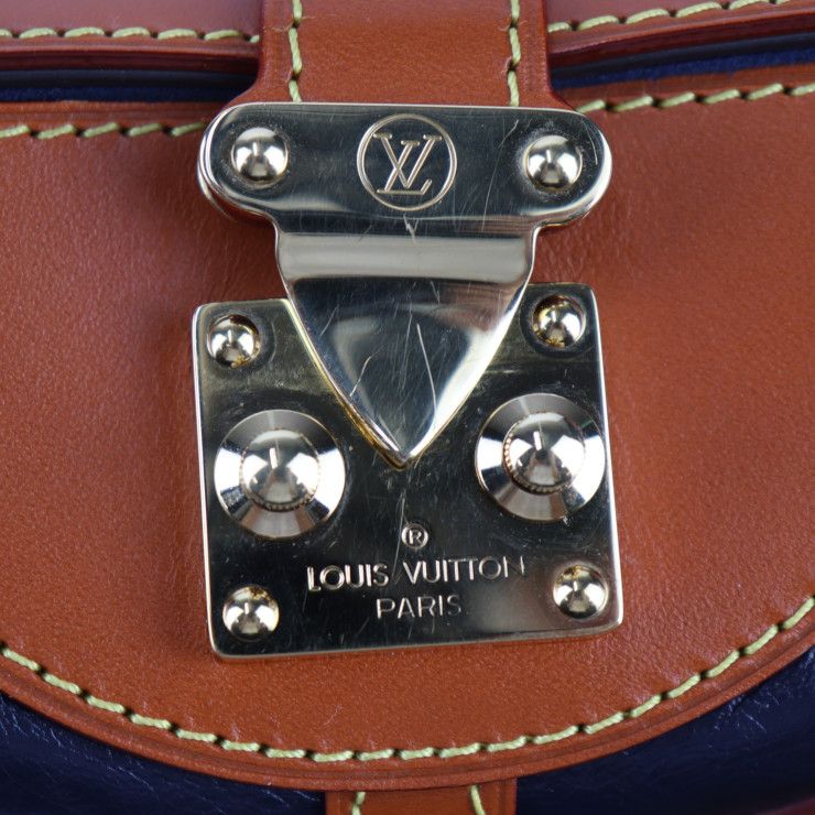 Louis Vuitton Duffle Bag Handbag Leather Monogram Reverse Navy Brown — view 6