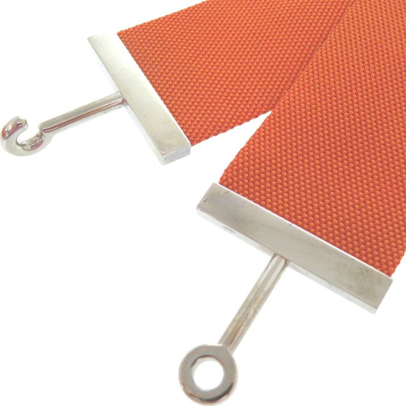 Hermes Hook Belt Waist Nylon Metal Orange Engraved I 0566 — view 4