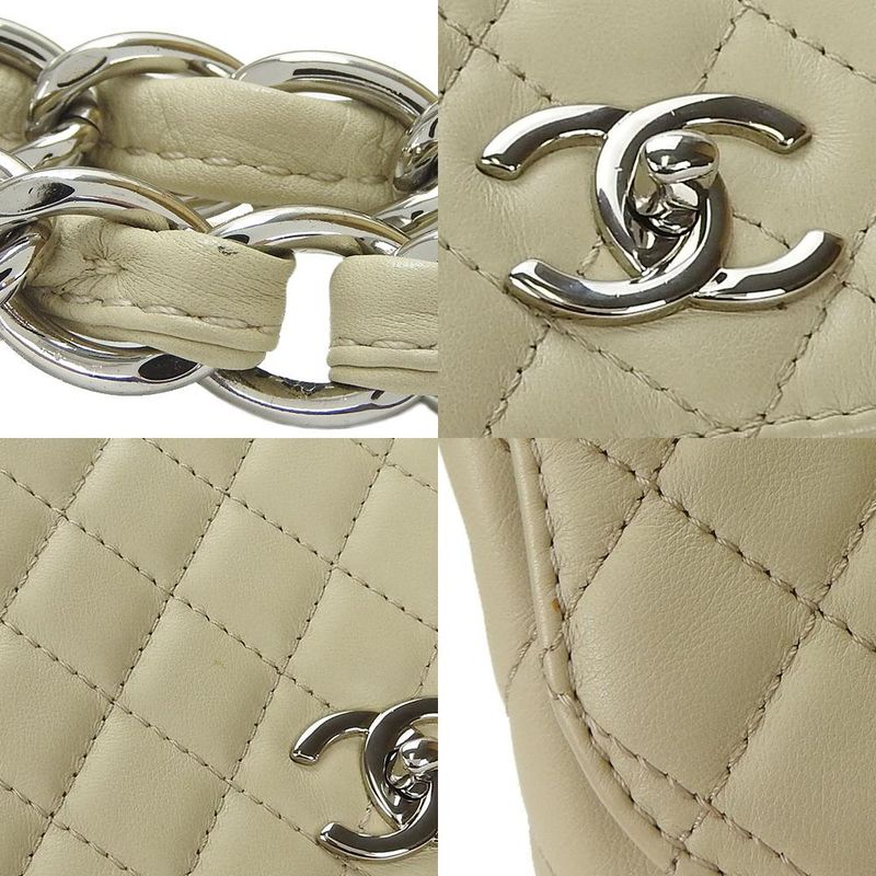 Chanel Shoulder Bag Quilted Large Calf Beige Ivory Silver Hardware Chain 15 th — view 3