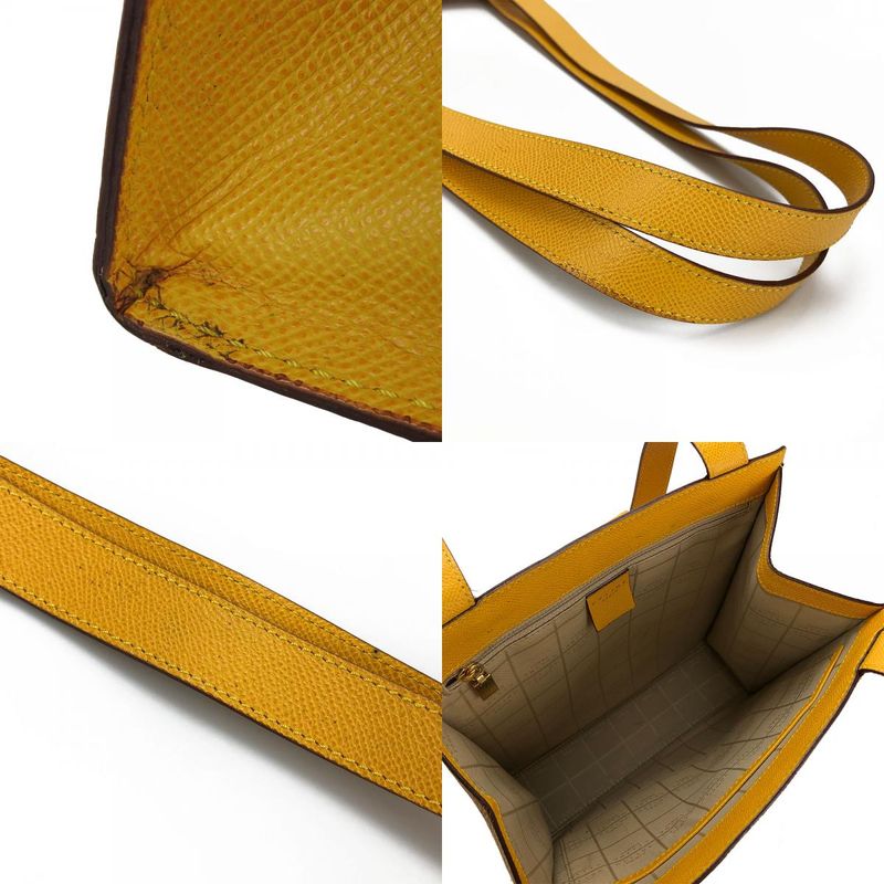Celine Shoulder Bag Leather Yellow Gold Hardware Shape Push Turnlock — view 6