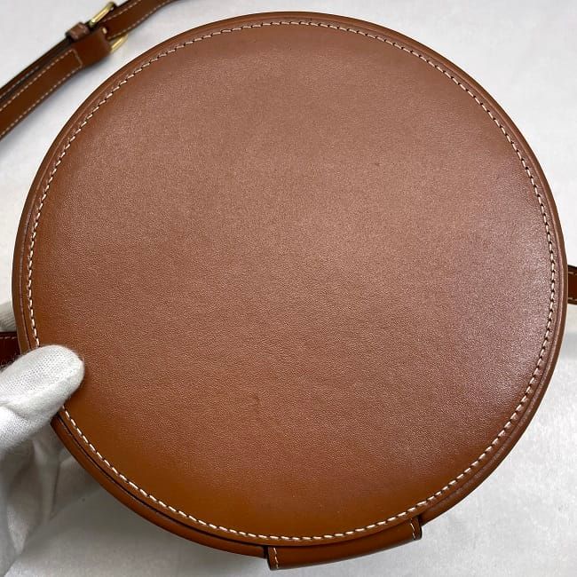 Celine Shoulder Bag Tambour White Brown Triomphe — view 6