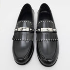 Hermes D'estaing Moccasins Loafers Z Size 38 1 2 Black Studs — view 3
