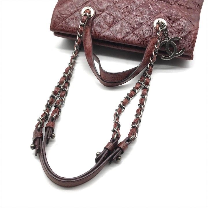 Chanel CC Logo Caviar Leather Vintage 2-Way Bag Gold Bag — view 6