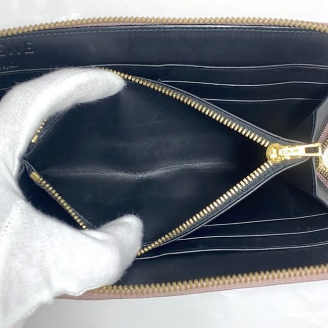 Loewe Round Zipper Long Wallet Beigepink Linen — view 6