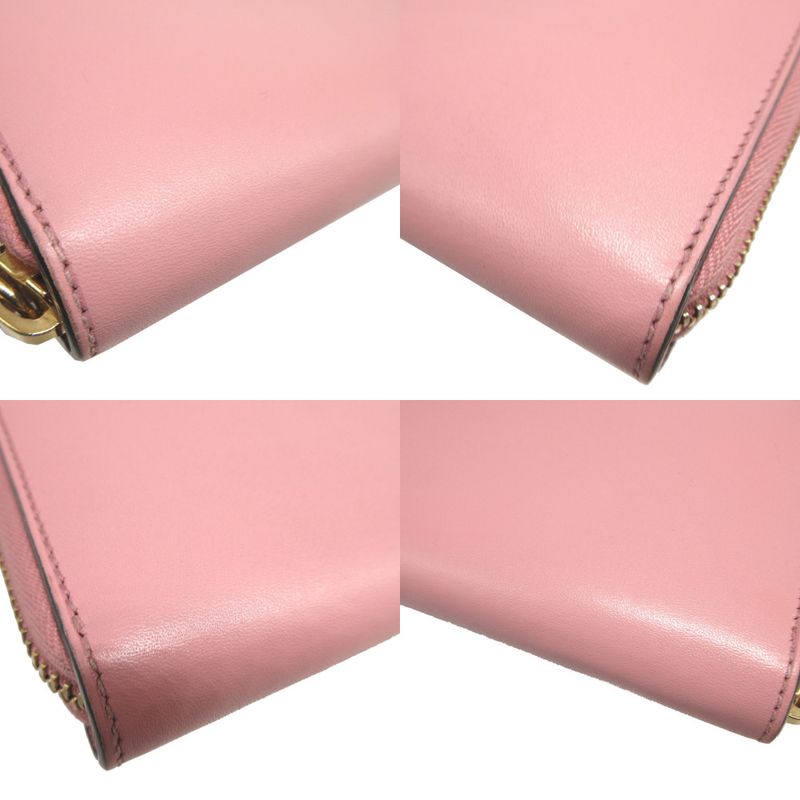 Gucci Leather Pink Round Zipper Long Wallet 1196 — view 6