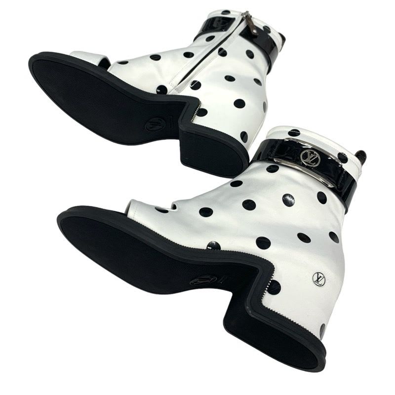 Louis Vuitton Moonlight Line Boots Short Shoes Satin White Black Ankle — view 6
