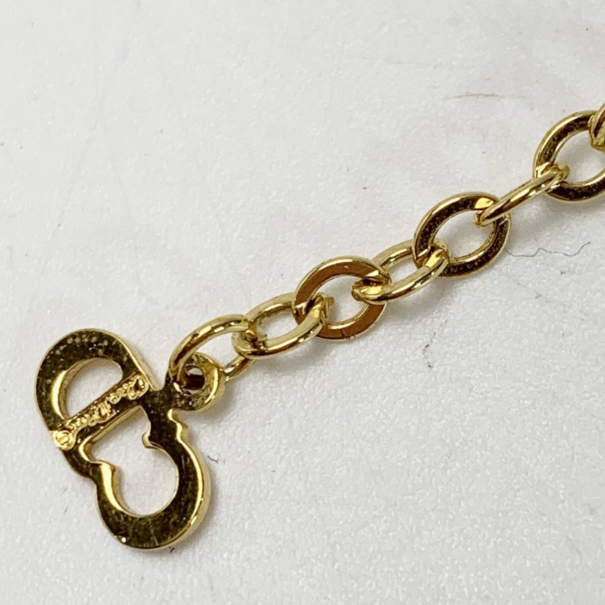 Christian Dior CD Logo GP Plated Rhinestone Gold Necklace — view 4