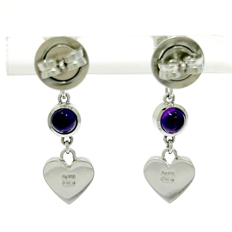 Gucci Silver Heart Amethyst Earrings 4.7 g 925 Engraved — view 5