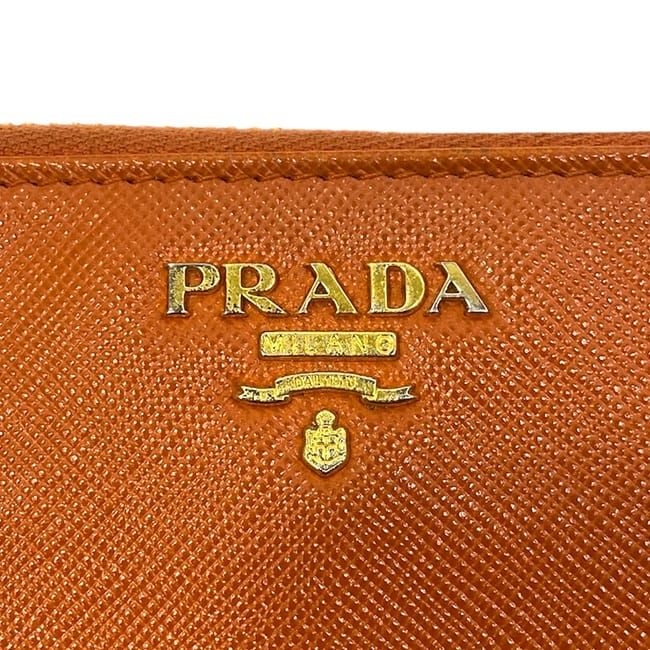 Prada Round Zipper Long Wallet Orange 1 Ml506 Saffiano — view 8
