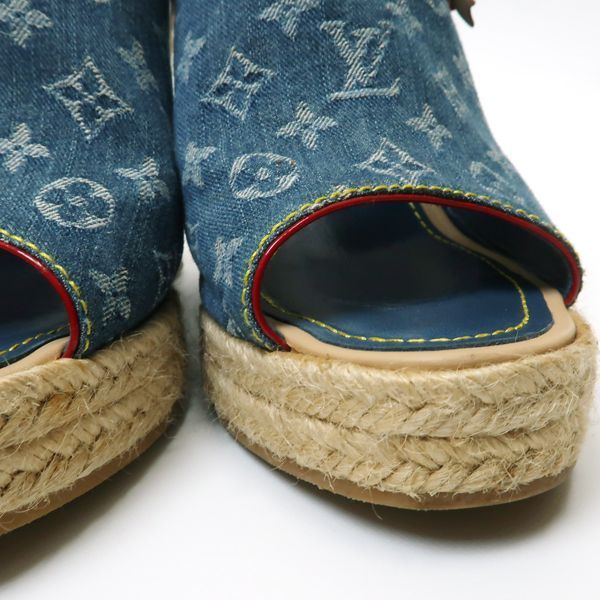 Louis Vuitton Monogram Denim Wedge Sole Sandals 36 Espadrilles — view 8