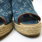 Louis Vuitton Monogram Denim Wedge Sole Sandals 36 Espadrilles — view 8
