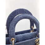 Dior Cannage Lady D-Lite Medium Bag Denim Navy Bu — view 8