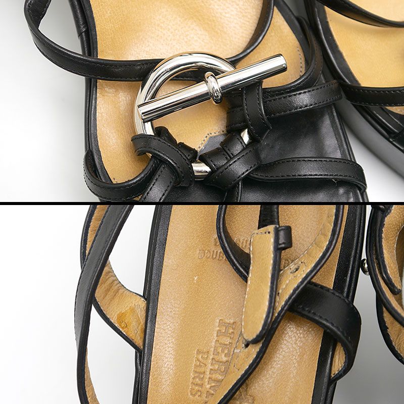 Hermes Echape Sandals 38.5 Black — view 5
