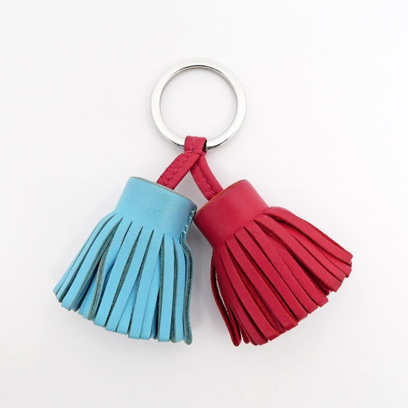 Hermes Carmen Duo Unodos Celeste Light Blue-type Red Key Holder Charm — view 2