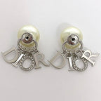 Christian Dior Earrings Logo Silver Pearl White — view 7