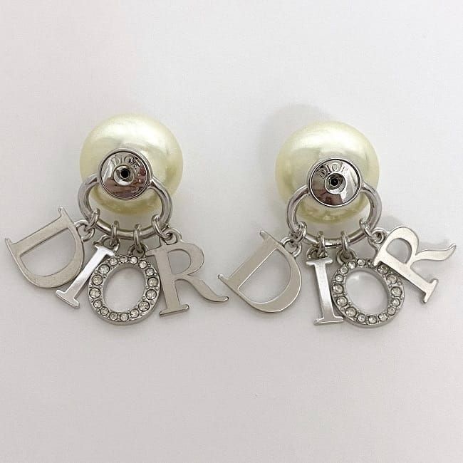 Christian Dior Earrings Logo Silver Pearl White — view 7