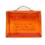 Hermes Vinyl Kelly Clear Handbag Orange — view 3