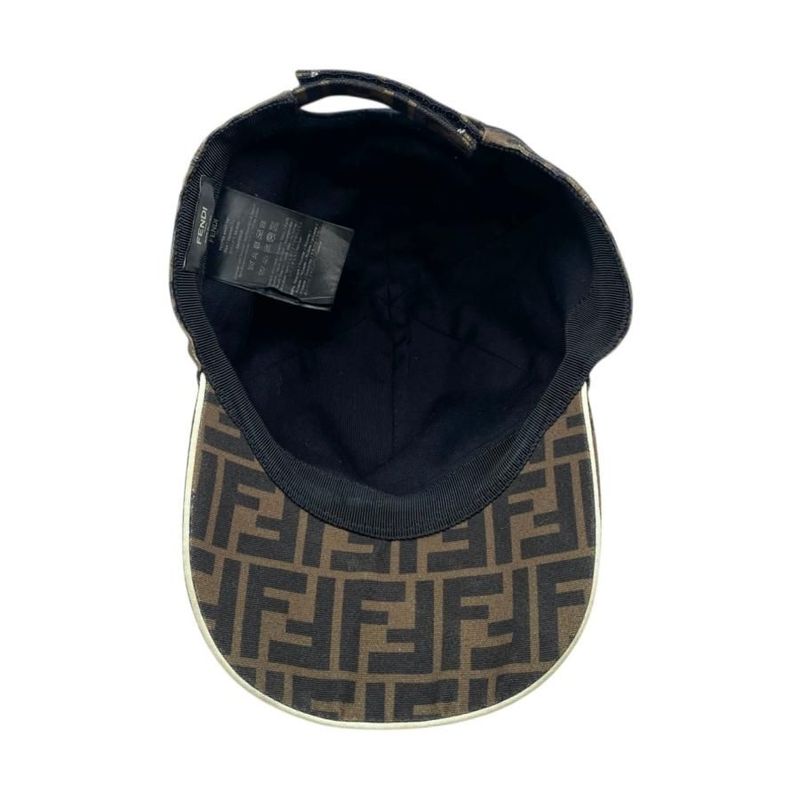 Fendi Hat FF Jacquard Baseball Cap Fxq768 A660 Logo Brown — view 6