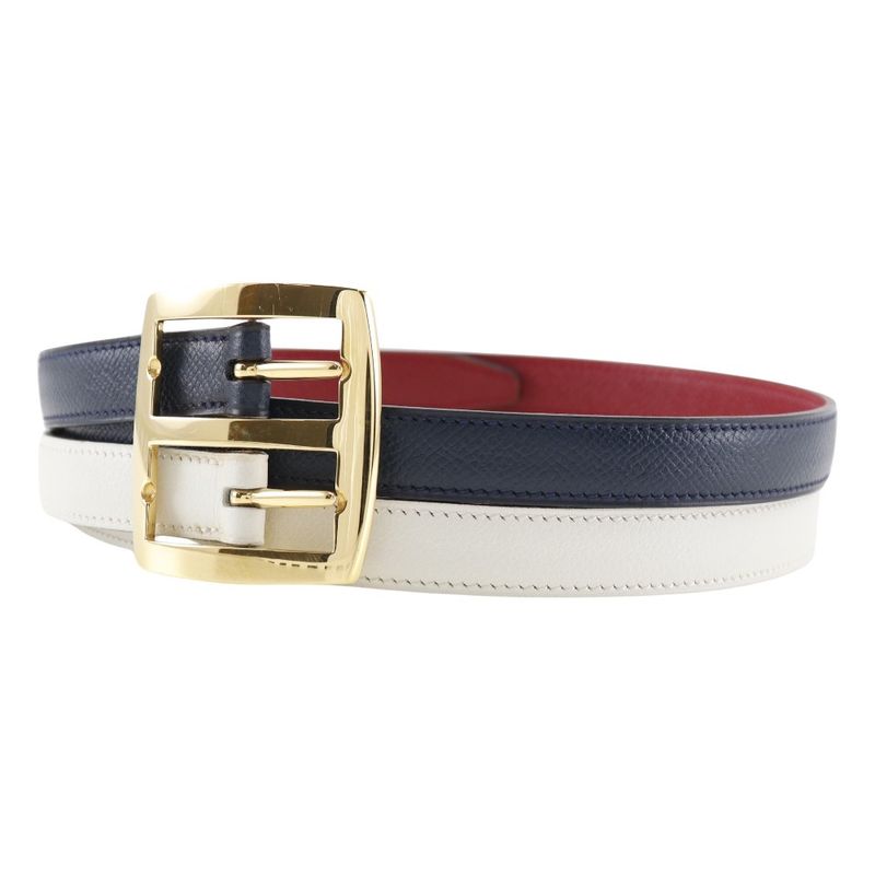 Hermes Reversible Courchevel Swift Blue Indigo Rouge Vif 0 Belt — view 3