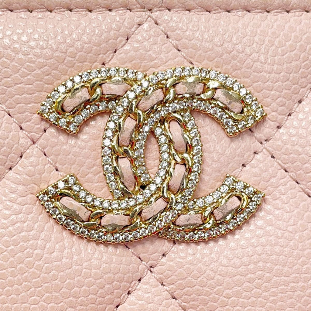 Chanel Quilted Pink Coin Case Purse Caviar Leather Gold Hardware — view 4