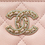 Chanel Quilted Pink Coin Case Purse Caviar Leather Gold Hardware — view 4
