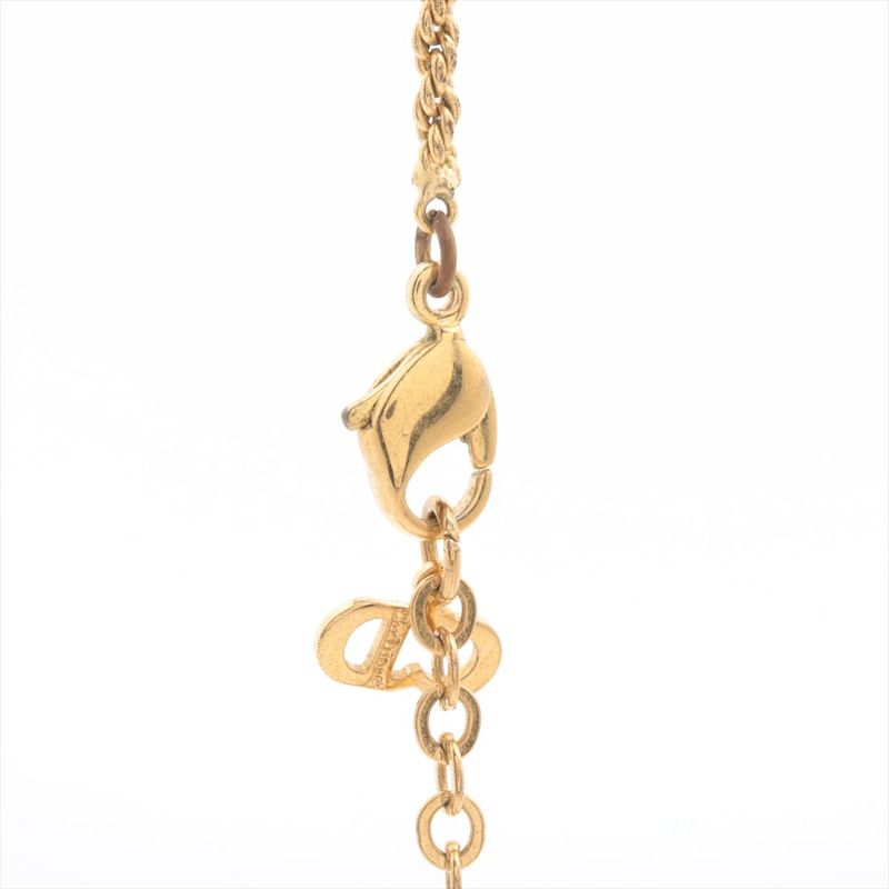 Christian Dior Logo Necklace GP With Rhinestones — view 4