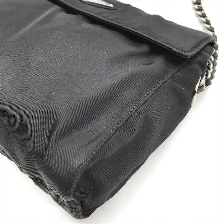 Prada Nylon Tessuto Chain Shoulder Bag Black — view 4