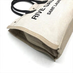 Saint Laurent Rive Gauche Canvas Leather Tote Beige Large Capacity Travel — view 5