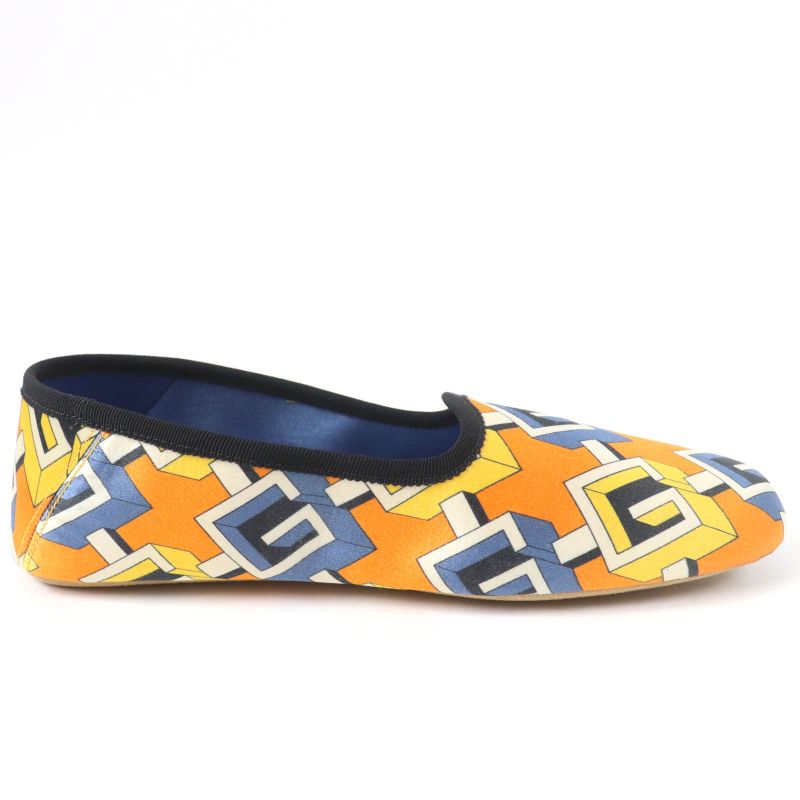 Gucci Geometric G All Over Logo Satin Room Shoes In Orange 37 — view 6