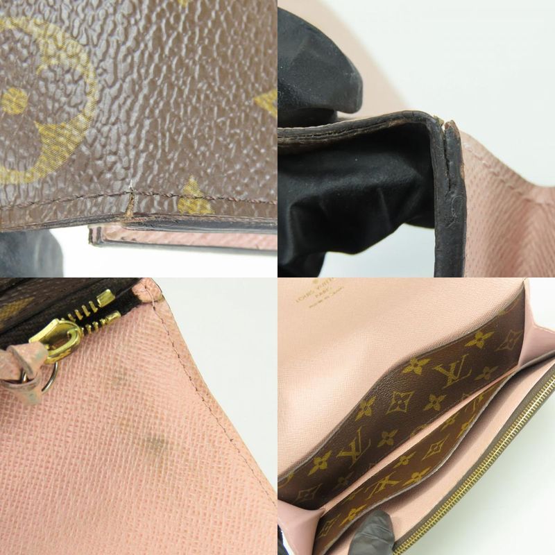 Louis Vuitton Long Wallet Portefeuille Emilie Monogram Brown Rose — view 6