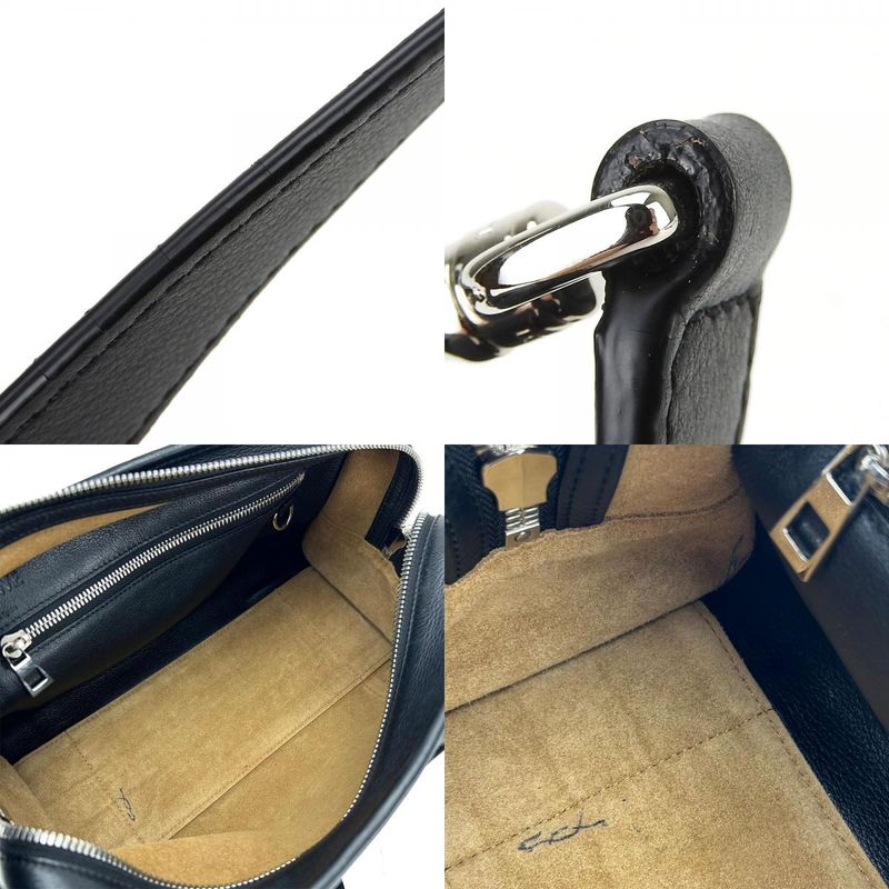 Loewe Handbag Amazona 28 Leather Black Silver Hardware 2-Way Shoulder Simple — view 8