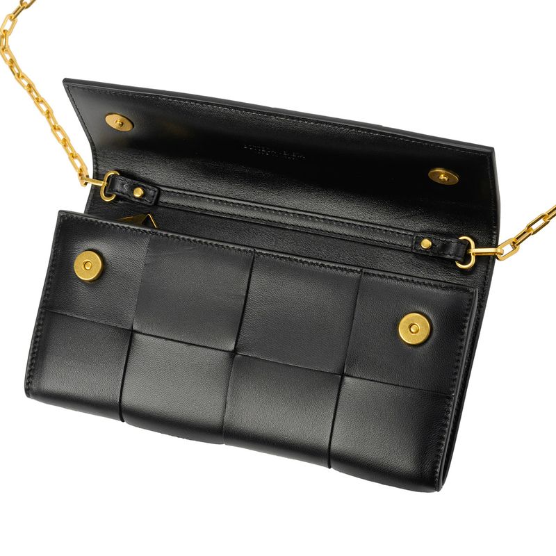 Bottega Veneta Long Wallet Leather Chain Nero — view 4