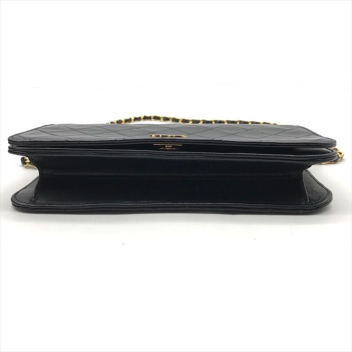 Chanel CC Logo Quilted Lambskin Push Lock Chain Shoulder Bag Black — view 3