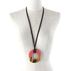 Hermes Ism Bicolor Pendant Necklace Buffalo Horn Lacquer Wood Beige Pink — view 5