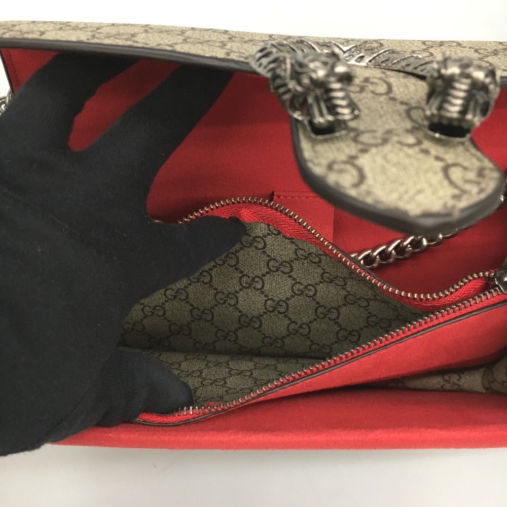 Gucci Duonysus Shoulder Bag GG Supreme Gray Red — view 9