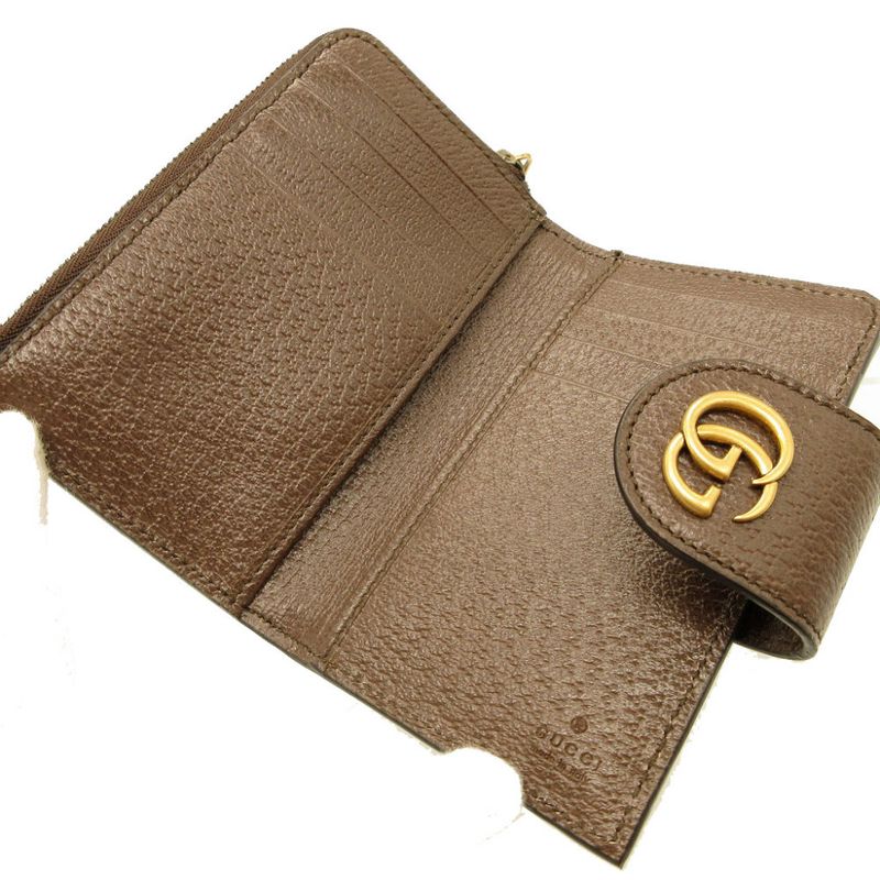 Gucci Ophidia GG Marmont Compact Wallet Canvas Leather Beige Brown — view 4