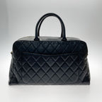 Chanel Quilted Boston Bag Large Black Caviar Leather Gold Hardware — view 2