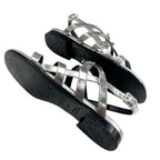 Hermes Transat Sandals Shoes Leather Silver Flat Kelly Hardware — view 6