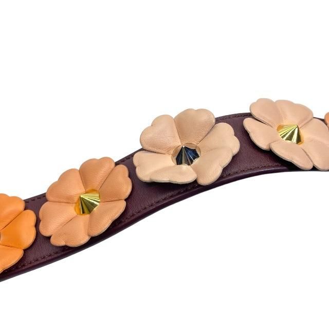 Fendi Strap You Shoulder Small Flower Motif Studded Leather Purple — view 7