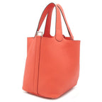 Hermes Handbag Picotin Lock PM Taurillon Clemence Orange Field Silver Hardware — view 2