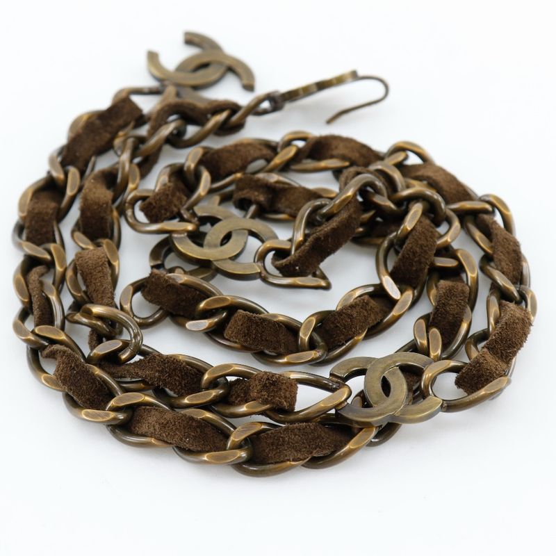 Chanel Chain Belt Vintage Finish Coco Mark Gold Plated And Suede — view 5