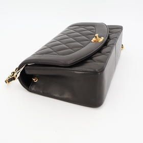 Chanel Quilted Diana Chain Shoulder Bag Black Lambskin — view 7