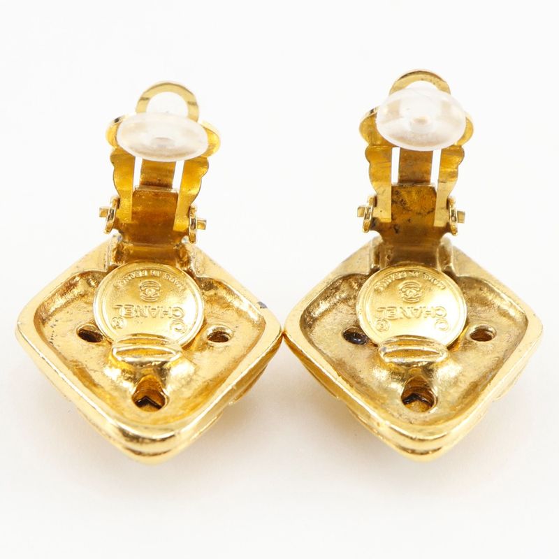 Chanel Bijoux Vintage Gold Plated and Rhinestone 22.5 g Earrings — view 5