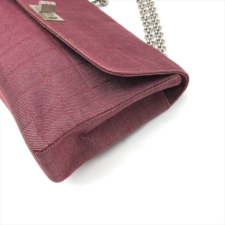 Chanel 2.55 Choco Bar Canvas Chain Shoulder Bag Gold — view 6