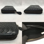 Bottega Veneta Long Wallet Intrecciato Round Zipper Black — view 7